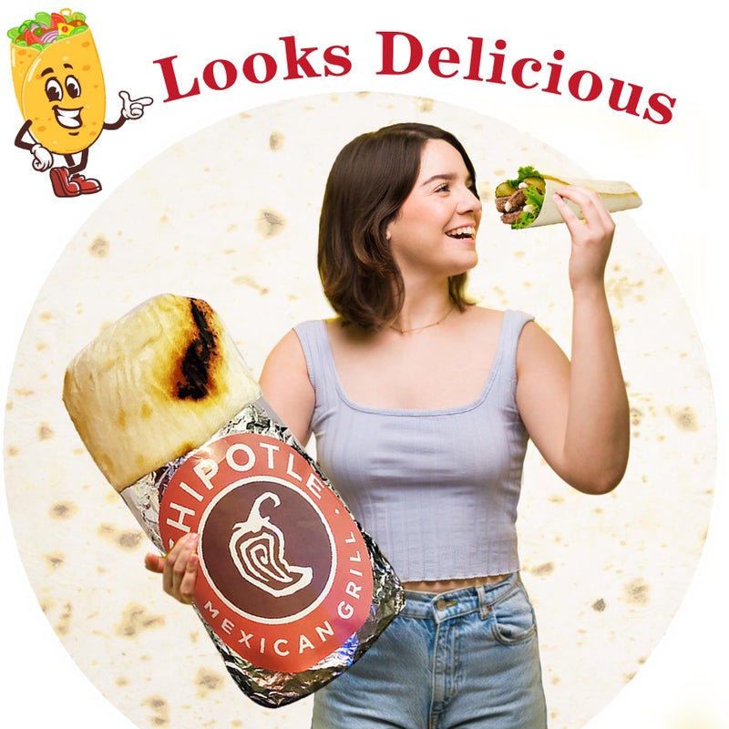 Jorbest Burrito Tortilla Throw Blanket Birthday Gifts for Women Men Teen Boys Girls, Novelty Tortilla Food Blanket Funny Gifts for Adult Kids, 285 GSM Soft Flannel Taco Blanket (Beige, 71 inches) - Image 2